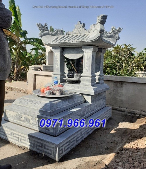 Mẫu mộ một mái bằng đá trạm khắc hoa văn đẹp - nhà mồ lăng mộ đẹp