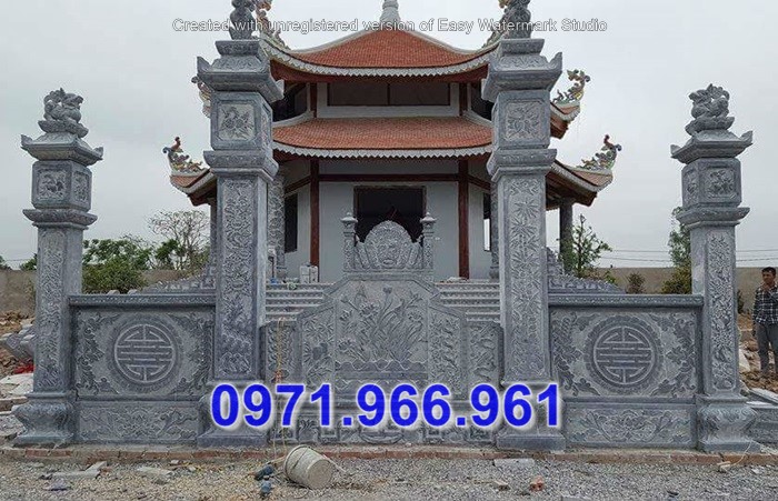 mẫu cổng bằng đá đền chùa đẹp - cổng tam quan tứ trụ đẹp