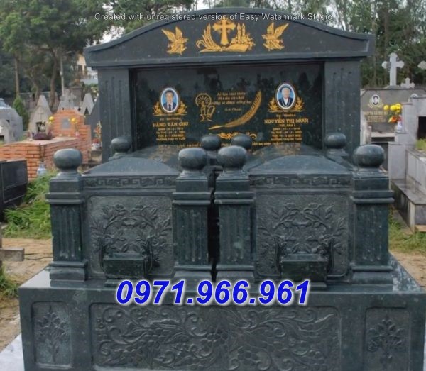 thiết kế mộ đá xanh rêu đẹp - lăng mộ nhà mồ