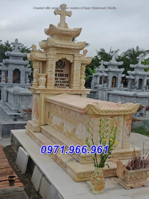 mẫu mộ công giáo bằng đá vàng - lăng thờ mộ thiên chúa giáo đẹp