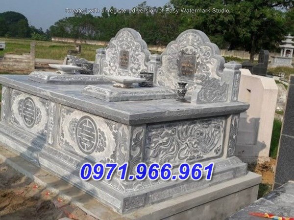 mẫu mộ đá đôi lưu giữ hũ tro cốt - lăng mộ đẹp