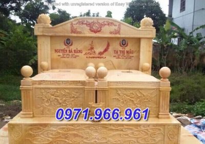 mẫu mộ đôi bằng đá vàng đẹp - bán tro cốt đẹp