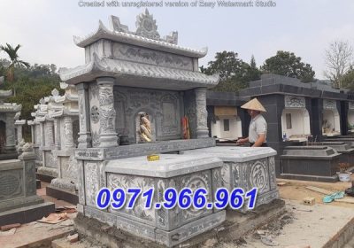 mẫu nhà mồ đá đôi song thân phụ mẫu - bán tro cốt đẹp