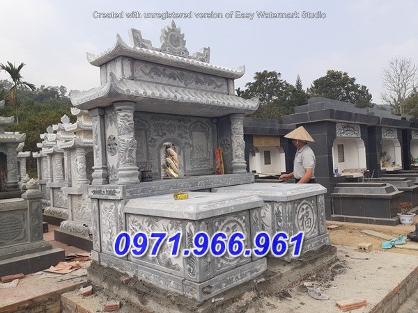 mẫu nhà mồ đá đôi song thân phụ mẫu - bán tro cốt đẹp