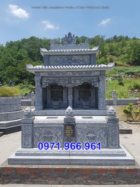 mẫu nhà mồ đá đôi song thân phụ mẫu đẹp tại bình thuận - bán tro cốt