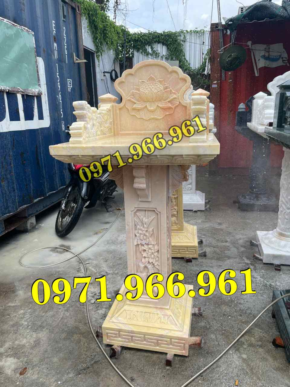 bàn thờ cửu trùng thiên đá xanh, bàn thờ ông thiên đá vàng, bàn thờ trước nhà ngoài trời, bàn thờ ông tà chư thiên, bàn thờ đá granite hoa cương, bàn thờ phật bà quan âm bồ tát, bàn thờ địa tạng vương bồ tát, bàn thờ thông thiên, bàn thờ nghĩa trang lăng mộ, bàn thờ cô hồn vong ngã 3 đường,