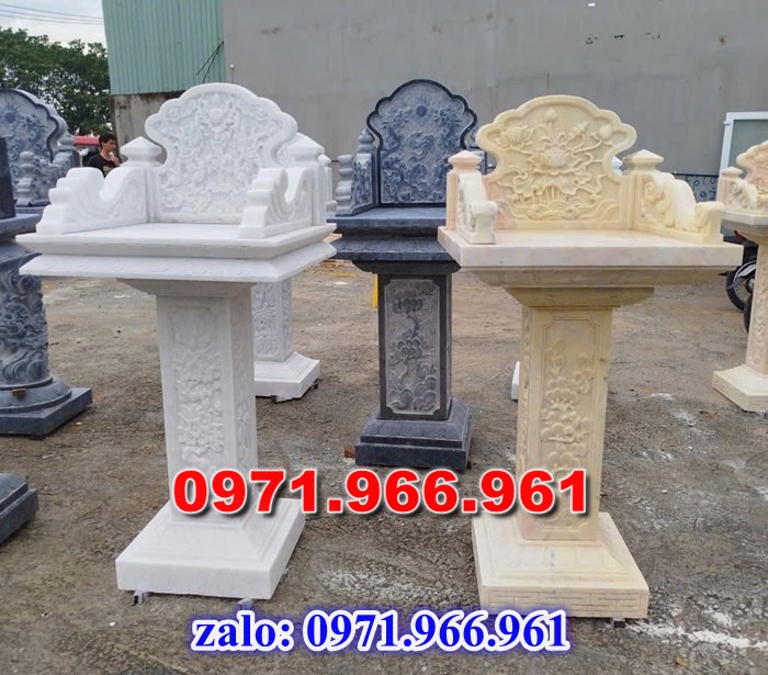 bàn thờ cửu trùng thiên đá xanh, bàn thờ ông thiên đá vàng, bàn thờ trước nhà ngoài trời, bàn thờ ông tà chư thiên, bàn thờ đá granite hoa cương, bàn thờ phật bà quan âm bồ tát, bàn thờ địa tạng vương bồ tát, bàn thờ thông thiên, bàn thờ nghĩa miếu lăng mộ, bàn thờ cô hồn vong ngã 3 đường, 