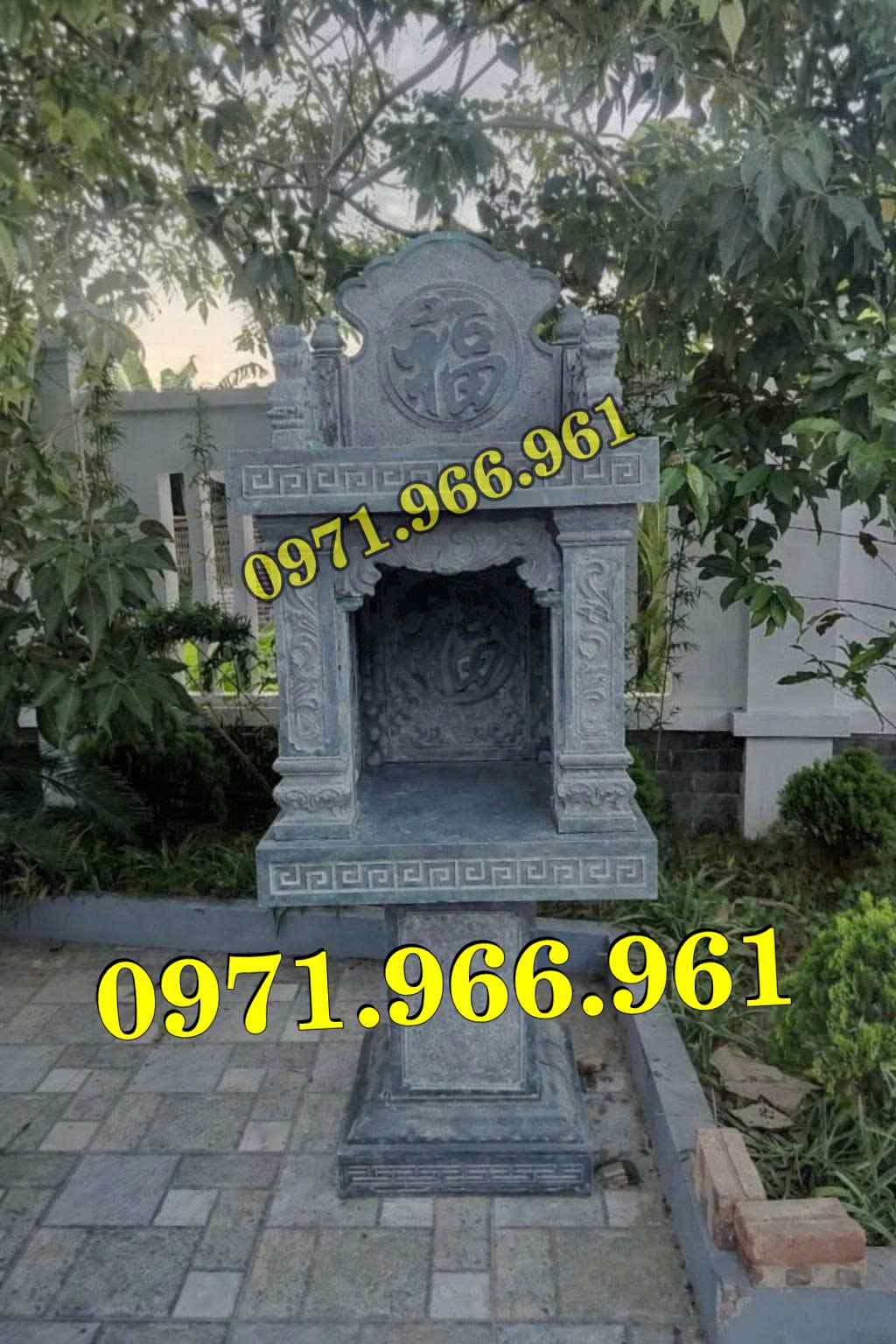 miếu thờ cửu trùng thiên đá xanh, miếu thờ ông thiên đá vàng, miếu thờ trước nhà ngoài trời, miếu thờ ông tà chư thiên, miếu thờ đá granite hoa cương, miếu thờ phật bà quan âm bồ tát, miếu thờ địa tạng vương bồ tát, miếu thờ thông thiên, miếu thờ nghĩa miếu lăng mộ, miếu thờ cô hồn vong ngã 3 đường, 