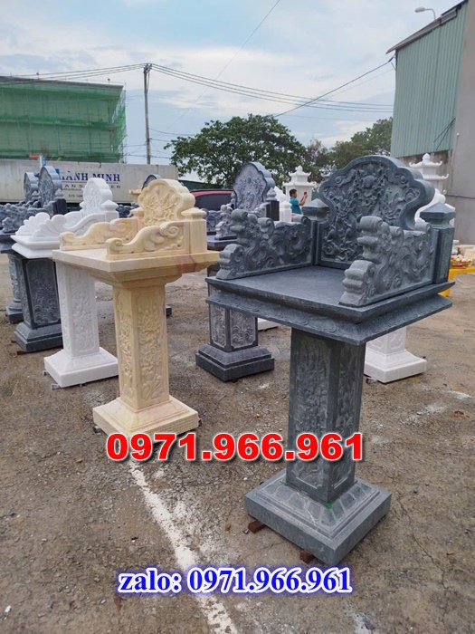 bàn thờ cửu trùng thiên đá xanh, bàn thờ ông thiên đá vàng, bàn thờ trước nhà ngoài trời, bàn thờ ông tà chư thiên, bàn thờ đá granite hoa cương, bàn thờ phật bà quan âm bồ tát, bàn thờ địa tạng vương bồ tát, bàn thờ thông thiên, bàn thờ nghĩa miếu lăng mộ, bàn thờ cô hồn vong ngã 3 đường, 