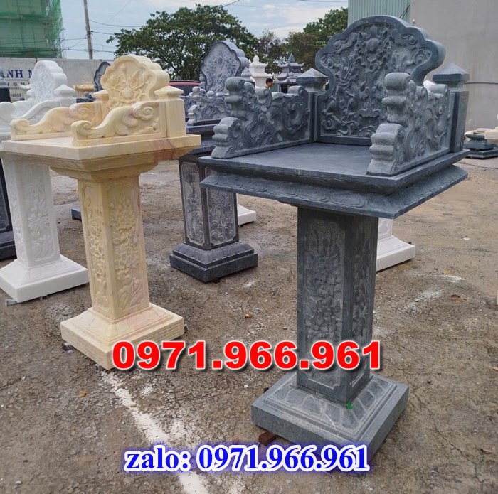 bàn thờ cửu trùng thiên đá xanh, bàn thờ ông thiên đá vàng, bàn thờ trước nhà ngoài trời, bàn thờ ông tà chư thiên, bàn thờ đá granite hoa cương, bàn thờ phật bà quan âm bồ tát, bàn thờ địa tạng vương bồ tát, bàn thờ thông thiên, bàn thờ nghĩa miếu lăng mộ, bàn thờ cô hồn vong ngã 3 đường,