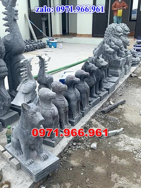 chó đá phong thủy trước nhà, chó đá trấn trạch lăng mộ nhà thờ, chó đá nguyên khối chạm điêu khắc, tượng chó đá cổ trước chùa từ đường miếu,  ngoài chùa, cửa đình, nhà thờ dòng họ gia đình, linh thiêng, được điêu khắc tinh sảo, bằng đá xanh ninh bình, đá thanh hóa, đá trắng, đá vàng, đá thạch anh, đá granite, theo yêu cầu của khách hàng