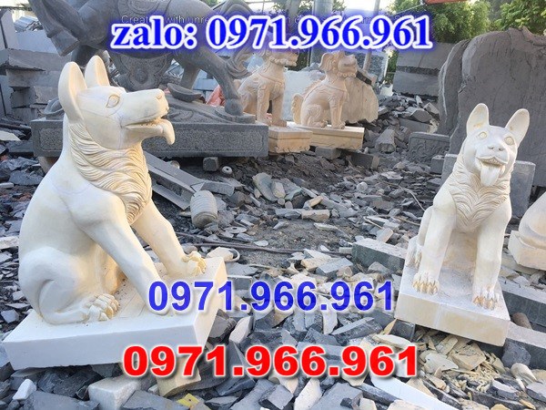 chó đá phong thủy trước nhà, chó đá trấn trạch lăng mộ nhà thờ, chó đá nguyên khối chạm điêu khắc, tượng chó đá cổ trước chùa từ đường miếu,  ngoài chùa, cửa đình, nhà thờ dòng họ gia đình, linh thiêng, được điêu khắc tinh sảo, bằng đá xanh ninh bình, đá thanh hóa, đá trắng, đá vàng, đá thạch anh, đá granite, theo yêu cầu của khách hàng