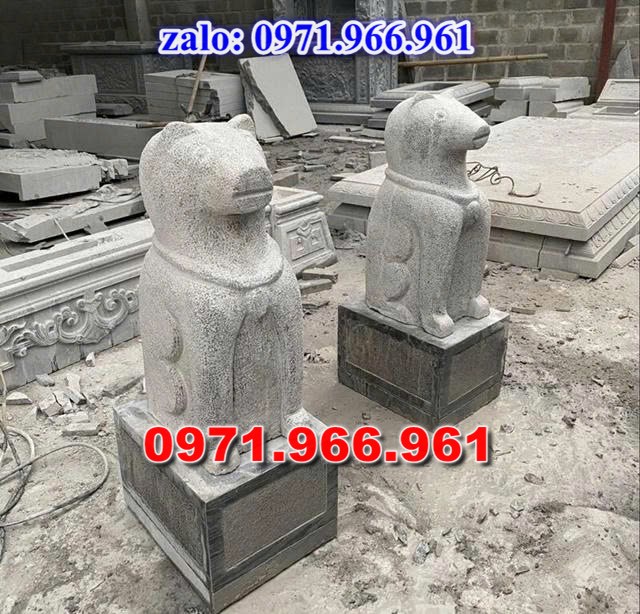 chó đá phong thủy trước nhà, chó đá trấn trạch lăng mộ nhà thờ, chó đá nguyên khối chạm điêu khắc, tượng chó đá cổ trước chùa từ đường miếu,  ngoài chùa, cửa đình, nhà thờ dòng họ gia đình, linh thiêng, được điêu khắc tinh sảo, bằng đá xanh ninh bình, đá thanh hóa, đá trắng, đá vàng, đá thạch anh, đá granite, theo yêu cầu của khách hàng