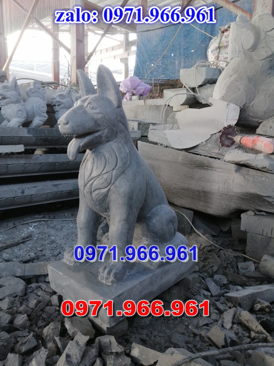 chó đá phong thủy trước nhà, chó đá trấn trạch lăng mộ nhà thờ, chó đá nguyên khối chạm điêu khắc, tượng chó đá cổ trước chùa từ đường miếu,  ngoài chùa, cửa đình, nhà thờ dòng họ gia đình, linh thiêng, được điêu khắc tinh sảo, bằng đá xanh ninh bình, đá thanh hóa, đá trắng, đá vàng, đá thạch anh, đá granite, theo yêu cầu của khách hàng