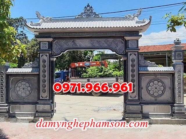 mẫu cổng đá xanh tự nhiên nguyên khối, cổng đá trước nhà thờ từ đường dòng họ, cổng đá tam quan đình làng khu tâm linh chùa, cổng đá hợp phong thủy khu lăng mộ gia đình, cổng đá nhà cổ khu biệt thự theo khách hàng 