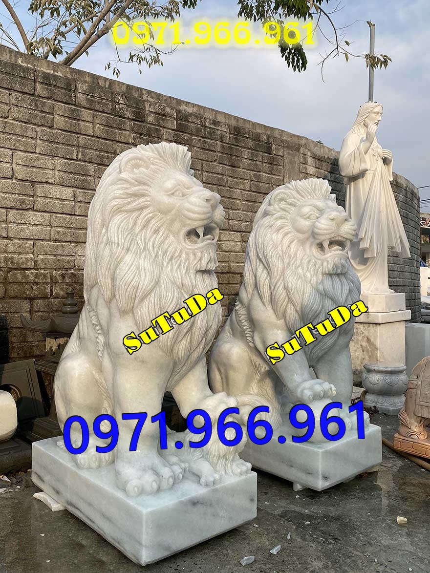 mẫu sư tử đá tự nhiên nguyên khối phong thủy trước cổng, sư bằng đá trắng canh cổng, trấn trạch, sư tử đá xanh trước cổng nhà thờ họ, trấn yểm, sư tử đá vàng canh cổng trước biệt thự cao cấp, sư tử bằng đá được điêu khắc tinh sảo theo yêu cầu khách hàng 