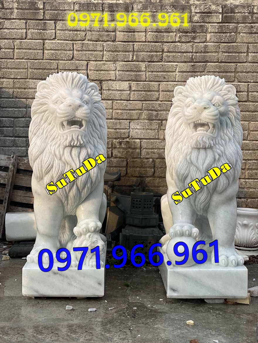 mẫu sư tử đá tự nhiên nguyên khối phong thủy trước cổng, sư bằng đá trắng canh cổng, trấn trạch, sư tử đá xanh trước cổng nhà thờ họ, trấn yểm, sư tử đá vàng canh cổng trước biệt thự cao cấp, sư tử bằng đá được điêu khắc tinh sảo theo yêu cầu khách hàng 