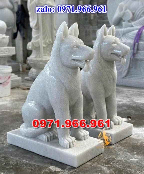 chó đá phong thủy trước nhà, chó đá trấn trạch lăng mộ nhà thờ, chó đá nguyên khối chạm điêu khắc, tượng chó đá cổ trước chùa từ đường miếu, ngoài chùa, cửa đình, nhà thờ dòng họ gia đình, linh thiêng, được điêu khắc tinh sảo, bằng đá xanh ninh bình, đá thanh hóa, đá trắng, đá vàng, đá thạch anh, đá granite, theo yêu cầu của khách hàng