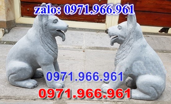 chó đá phong thủy trước nhà, chó đá trấn trạch lăng mộ nhà thờ, chó đá nguyên khối chạm điêu khắc, tượng chó đá cổ trước chùa từ đường miếu,  ngoài chùa, cửa đình, nhà thờ dòng họ gia đình, linh thiêng, được điêu khắc tinh sảo, bằng đá xanh ninh bình, đá thanh hóa, đá trắng, đá vàng, đá thạch anh, đá granite, theo yêu cầu của khách hàng