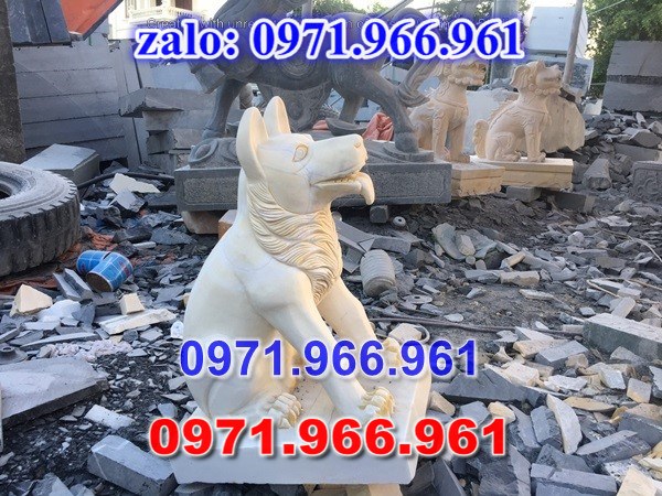 chó đá phong thủy trước nhà, chó đá trấn trạch lăng mộ nhà thờ, chó đá nguyên khối chạm điêu khắc, tượng chó đá cổ trước chùa từ đường miếu,  ngoài chùa, cửa đình, nhà thờ dòng họ gia đình, linh thiêng, được điêu khắc tinh sảo, bằng đá xanh ninh bình, đá thanh hóa, đá trắng, đá vàng, đá thạch anh, đá granite, theo yêu cầu của khách hàng