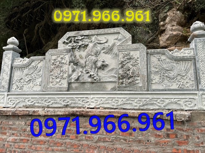cuốn thư hay còn gọi bức bình phong trấn trạch bằng đá tự nhiên nguyên khối được đặt trong sân nhà thờ họ,bức cuốn thư chạm rồng phượng trước khu tâm linh đình làng, bức bình phong phong thủy đá xanh rêu trước khu lăng mộ gia đình đẹp, chuyên thiết kế cuốn thư bình phong theo yêu cầu khách hàng