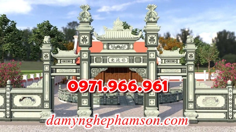 mẫu cổng đá xanh tự nhiên nguyên khối, cổng đá trước nhà thờ từ đường dòng họ, cổng đá tam quan đình làng khu tâm linh chùa, cổng đá hợp phong thủy khu lăng mộ gia đình, cổng đá nhà cổ khu biệt thự theo khách hàng 