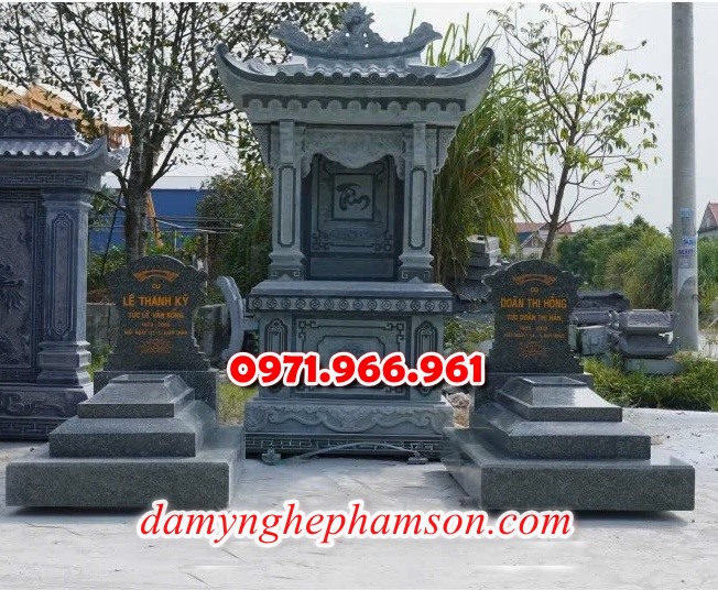 mẫu lăng thờ cho khu lăng mộ gia đình đá tự nhiên nguyên khối đẹp, lăng thờ đá phong thủy cho dòng họ cao cấp, lăng thờ được chạm khắc hoa văn tinh xảo tạo lên sự trang nghiêm cho gia đình, chuyên tư vấn và thiết kế lăng thờ bằng đá theo yêu cầu khách hàng
