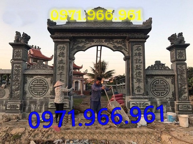 mẫu cổng đá xanh tự nhiên nguyên khối, cổng đá trước nhà thờ từ đường dòng họ, cổng đá tam quan đình làng khu tâm linh chùa, cổng đá hợp phong thủy khu lăng mộ gia đình, cổng đá nhà cổ khu biệt thự theo khách hàng