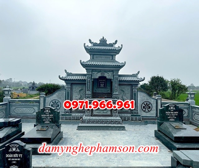 mẫu nghĩa trang nhà mồ cho khu lăng mộ dòng họ, gia đình bằng đá xanh rêu, xanh đen đẹp nhất hiện nay, khu nghĩa trang bằng đá tự nhiên nguyên khối chất lượng cao, khu nghĩa trang nhà mồ đá phong thủy chuẩn tâm linh được chạm khắc hoa văn tinh xảo theo yêu cầu khách hàng