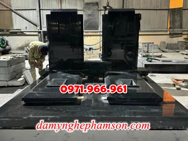 mẫu mộ đôi bằng đá tự nhiên nguyên khối để tro cốt ông bà hay cha mẹ cao cấp, mộ đôi cải táng, hỏa táng bằng đá xanh ấn độ nhập khẩu, mẫu mộ đôi vợ chồng được chạm khắc hoa văn tinh xảo bền đẹp, mẫu mộ đôi bằng đá đẹp hợp phong thủy theo yêu cầu khách hàng