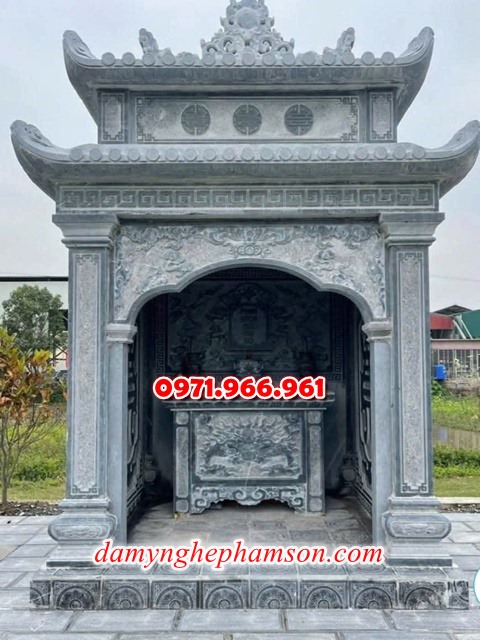 mẫu lăng thờ cho khu lăng mộ gia đình đá tự nhiên nguyên khối đẹp, lăng thờ đá phong thủy cho dòng họ cao cấp, lăng thờ được chạm khắc hoa văn tinh xảo tạo lên sự trang nghiêm cho gia đình, chuyên tư vấn và thiết kế lăng thờ bằng đá theo yêu cầu khách hàng