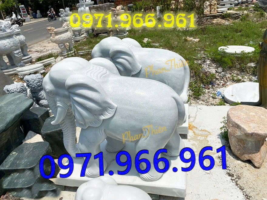 voi bằng đá tự nhiên nguyên khối canh cổng phong thủy trước nhà, voi đá sân vườn, trang trí khu biệt thự, voi đá nhà thờ họ, trấn trạch khu lăng mộ, voi đá phong thủy mang tài lộc, thịnh vượng, bình an, voi đá đặt trước cửa công ty, trang trí trong các công trình tâm linh
