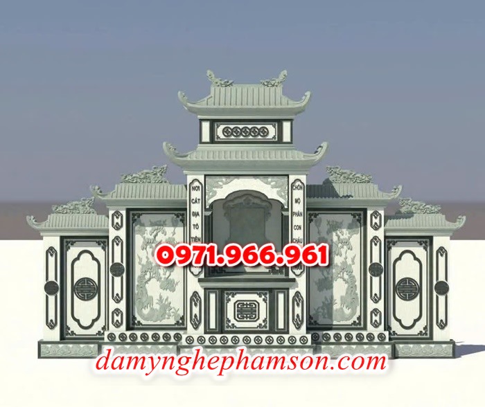 mẫu lăng thờ cho khu lăng mộ gia đình đá tự nhiên nguyên khối đẹp, lăng thờ đá phong thủy cho dòng họ cao cấp, lăng thờ được chạm khắc hoa văn tinh xảo tạo lên sự trang nghiêm cho gia đình, chuyên tư vấn và thiết kế lăng thờ bằng đá theo yêu cầu khách hàng
