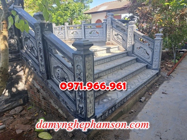 lan can bằng đá tự nhiên nguyên khối nhà thờ họ hay từ đường, lan can đá xanh rêu cho khu lăng mộ gia đình, nghĩa trang, khu lịch tâm linh, lan can khu biệt thự sân vườn được chạm khắc hoa văn tinh xảo theo yêu cầu, lan can tường rào đá phong thủy, trấn trạch, cao cấp, bền đẹp, giá rẻ cho khách hàng 