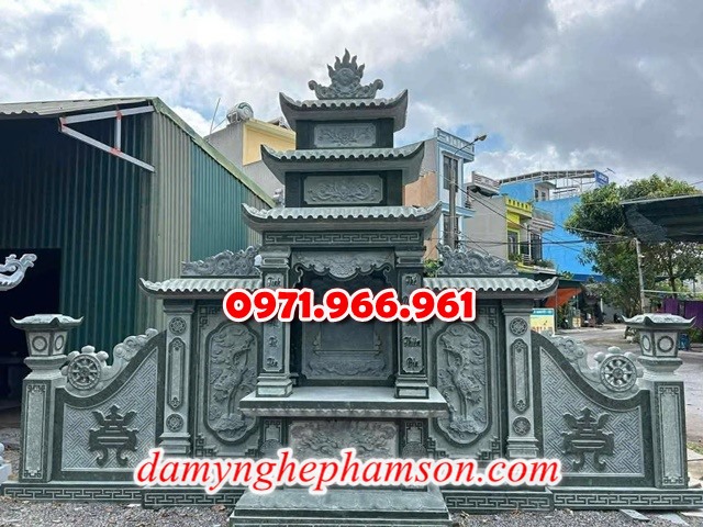 mẫu lăng thờ cho khu lăng mộ gia đình đá tự nhiên nguyên khối đẹp, lăng thờ đá phong thủy cho dòng họ cao cấp, lăng thờ được chạm khắc hoa văn tinh xảo tạo lên sự trang nghiêm cho gia đình, chuyên tư vấn và thiết kế lăng thờ bằng đá theo yêu cầu khách hàng