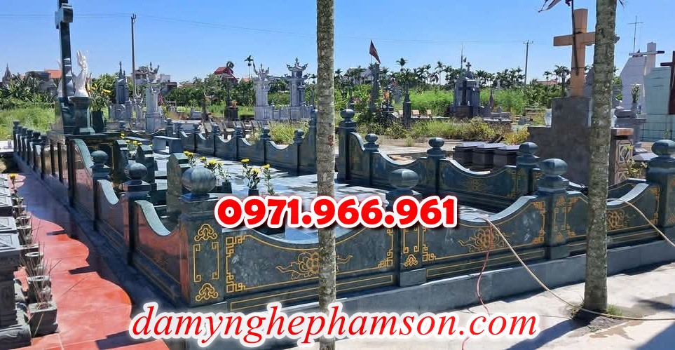 mẫu nghĩa trang nhà mồ cho khu lăng mộ dòng họ, gia đình bằng đá xanh rêu, xanh đen đẹp nhất hiện nay, khu nghĩa trang bằng đá tự nhiên nguyên khối chất lượng cao, khu nghĩa trang nhà mồ đá phong thủy chuẩn tâm linh được chạm khắc hoa văn tinh xảo theo yêu cầu khách hàng