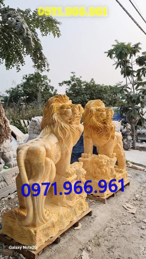 mẫu sư tử đá tự nhiên nguyên khối phong thủy trước cổng, sư bằng đá trắng canh cổng, trấn trạch, sư tử đá xanh trước cổng nhà thờ họ, trấn yểm, sư tử đá vàng canh cổng trước biệt thự cao cấp, sư tử bằng đá được điêu khắc tinh sảo theo yêu cầu khách hàng