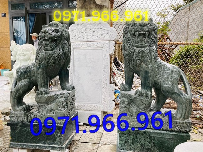 mẫu sư tử đá tự nhiên nguyên khối phong thủy trước cổng, sư bằng đá trắng canh cổng, trấn trạch, sư tử đá xanh trước cổng nhà thờ họ, trấn yểm, sư tử đá vàng canh cổng trước biệt thự cao cấp, sư tử bằng đá được điêu khắc tinh sảo theo yêu cầu khách hàng 