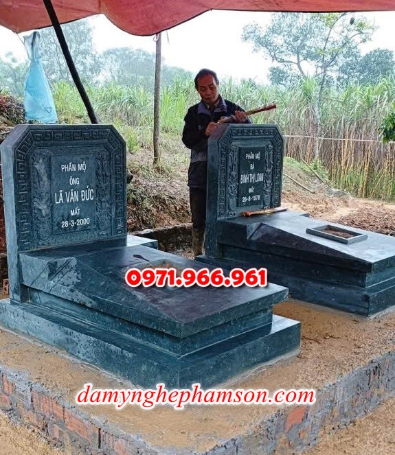 mẫu mộ đôi bằng đá tự nhiên nguyên khối để tro cốt ông bà hay cha mẹ cao cấp, mộ đôi cải táng, hỏa táng bằng đá xanh ấn độ nhập khẩu, mẫu mộ đôi vợ chồng được chạm khắc hoa văn tinh xảo bền đẹp, mẫu mộ đôi bằng đá đẹp hợp phong thủy theo yêu cầu khách hàng
