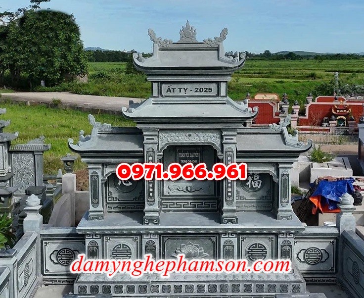 mẫu lăng thờ cho khu lăng mộ gia đình đá tự nhiên nguyên khối đẹp, lăng thờ đá phong thủy cho dòng họ cao cấp, lăng thờ được chạm khắc hoa văn tinh xảo tạo lên sự trang nghiêm cho gia đình, chuyên tư vấn và thiết kế lăng thờ bằng đá theo yêu cầu khách hàng