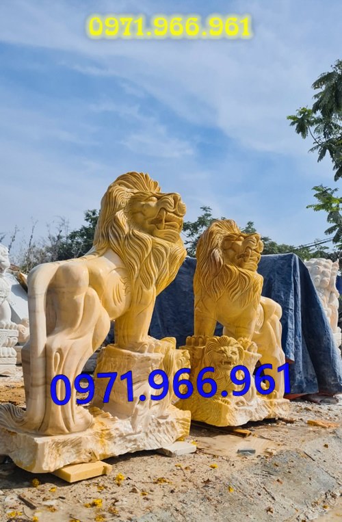 mẫu sư tử đá tự nhiên nguyên khối phong thủy trước cổng, sư bằng đá trắng canh cổng, trấn trạch, sư tử đá xanh trước cổng nhà thờ họ, trấn yểm, sư tử đá vàng canh cổng trước biệt thự cao cấp, sư tử bằng đá được điêu khắc tinh sảo theo yêu cầu khách hàng