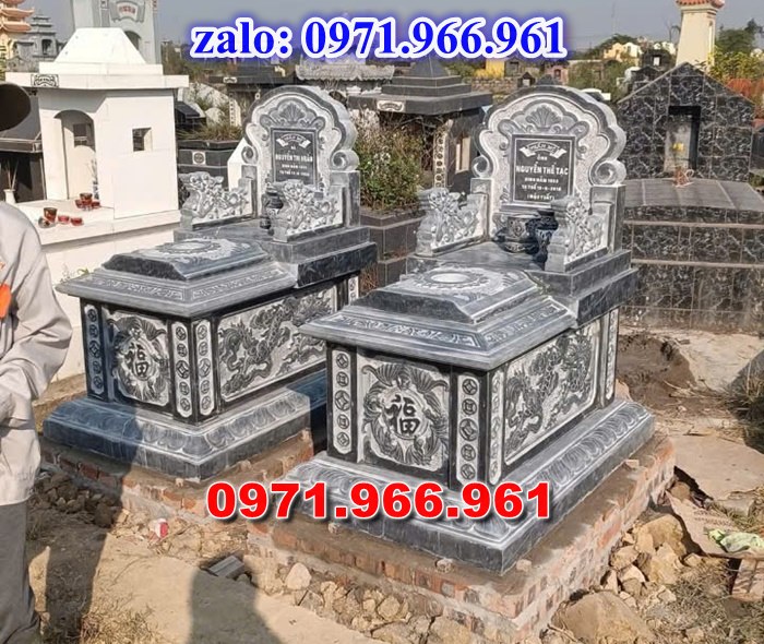 mẫu mộ đôi bằng đá tự nhiên nguyên khối để tro cốt ông bà hay cha mẹ cao cấp, mộ đôi cải táng, hỏa táng bằng đá xanh ấn độ nhập khẩu, mẫu mộ đôi vợ chồng được chạm khắc hoa văn tinh xảo bền đẹp, mẫu mộ đôi bằng đá đẹp hợp phong thủy theo yêu cầu khách hàng