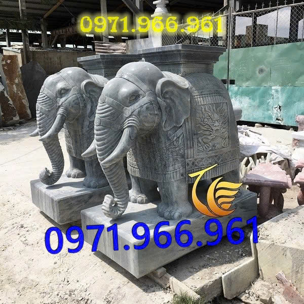 voi bằng đá tự nhiên nguyên khối canh cổng phong thủy trước nhà, voi đá sân vườn, trang trí khu biệt thự, voi đá nhà thờ họ, trấn trạch khu lăng mộ, voi đá phong thủy mang tài lộc, thịnh vượng, bình an, voi đá đặt trước cửa công ty, trang trí trong các công trình tâm linh