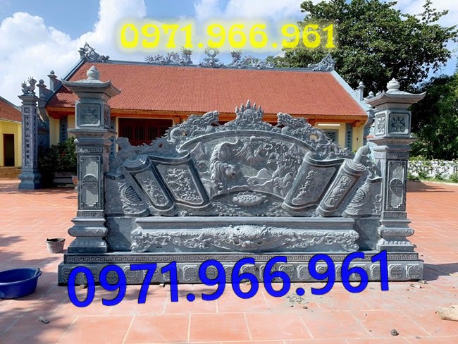cuốn thư hay còn gọi bức bình phong trấn trạch bằng đá tự nhiên nguyên khối được đặt trong sân nhà thờ họ,bức cuốn thư chạm rồng phượng trước khu tâm linh đình làng, bức bình phong phong thủy đá xanh rêu trước khu lăng mộ gia đình đẹp, chuyên thiết kế cuốn thư bình phong theo yêu cầu khách hàng