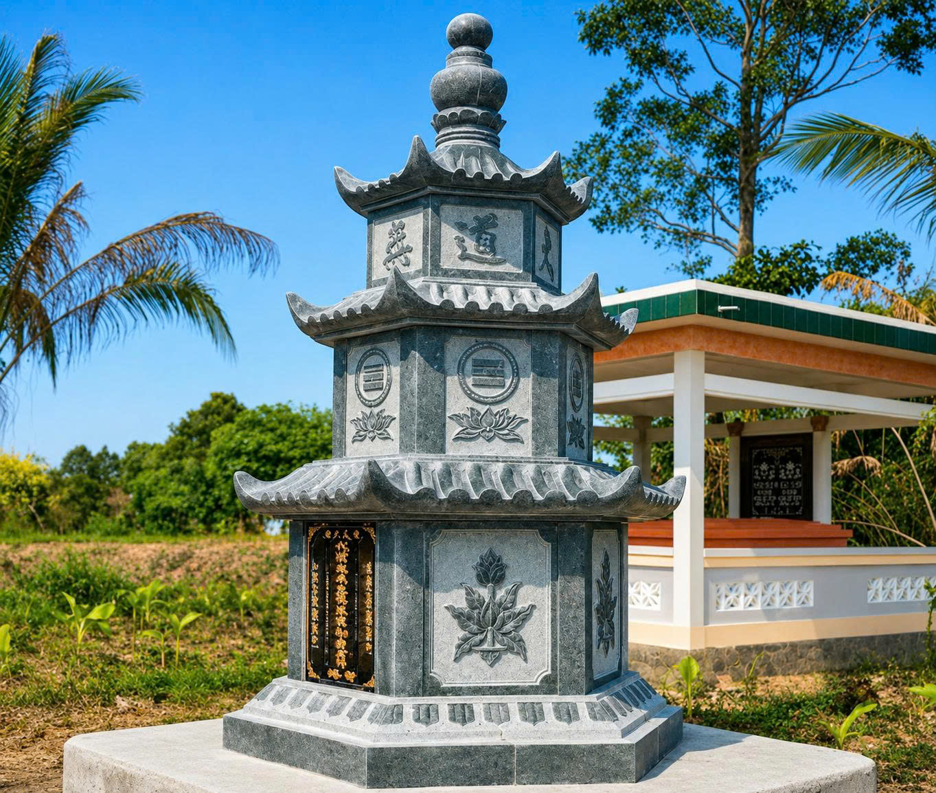 mẫu mộ đá đơn giản nguyên khối, ông bà, cha mẹ, một mái, hai mái, ba mái, mộ đá đơn cao cấp được chạm chổ hao văn tinh xảo theo nhu cầu khách hàng, mộ đơn bằng đá xanh rêu chuẩn phong thủy cho gia đình, mộ đơn không mái bằng đá nhập khẩu cao cấp bền đẹp theo thời gian